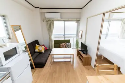 a small living room with a bed and a couch at LUANAHOTEL IN WASEDA in Tokyo