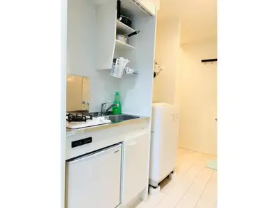 a kitchen with a sink and a refrigerator at KIKO HOUSE - Vacation STAY 42470v in Tokyo