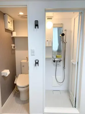 a bathroom with a shower and a toilet at KIKO HOUSE - Vacation STAY 42464v in Tokyo