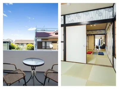 a house with glass doors and a table on a balcony at My Home in Tokyo - Vacation STAY 73238v in Tokyo