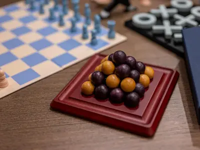 a pile of balls on a chess board at COCOSHUKU AKASAKA Premium in Tokyo