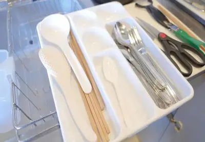 a white sink with utensils on a counter at Green House Nakano Fujimicho - Vacation STAY 66008v in Tokyo