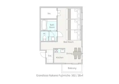 a floor plan of a house at Green House Nakano Fujimicho - Vacation STAY 65981v in Tokyo