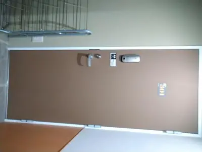 an open door to a bird cage on a shelf at Hitoyado Ryokan Higashiueno - Vacation STAY 72546v in Tokyo