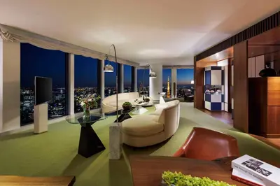 a living room with a view of a city at Andaz Tokyo - A Concept by Hyatt in Tokyo