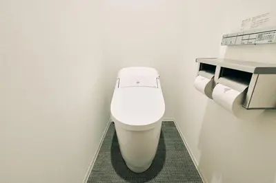 a white toilet in a bathroom with two rolls of toilet paper at OMO3 Tokyo Akasaka by Hoshino Resort in Tokyo