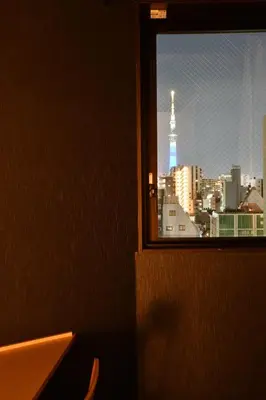a view of a city skyline from a window at FL Hotel Asakusa in Tokyo