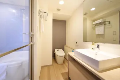 a bathroom with a sink and a toilet at Via Inn Akihabara in Tokyo