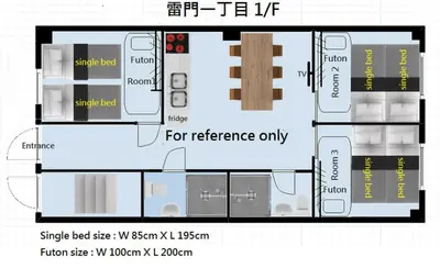 a floor plan of a small house with at Ichijuku Ryokan Kaminarimon - Vacation STAY 75757v in Tokyo