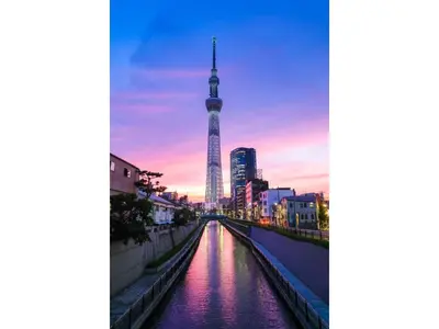 a view of the tokyo tower at sunset at Private Hotel Oshiage - Vacation STAY 81630v in Tokyo