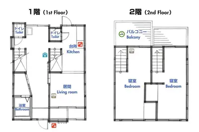a floor plan and a plan of a house at Konoha house【Japanese-style guest house near Asakusa & Skytree】 in Tokyo