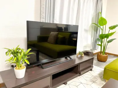 a living room with a large flat screen tv at ONE HOUSE SHINKOIWA - Vacation STAY 26055v in Tokyo