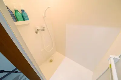 a small bathroom with a shower in a room at NY Cottage A in Tokyo