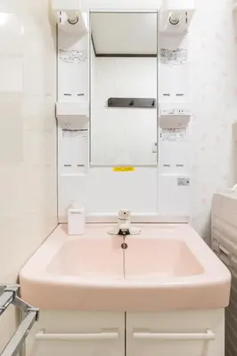 a bathroom with a sink and a mirror at Dat's house in Tokyo