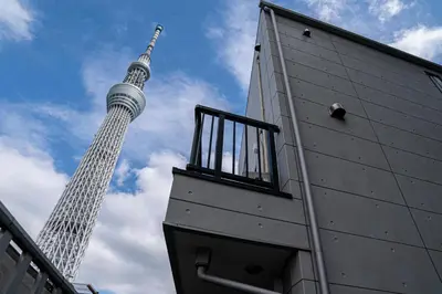 a view of the oriental pearl tower from a building at La Krasse Skytree - Vacation STAY 12839 in Tokyo
