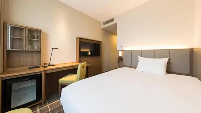 a hotel room with a bed and a tv at JR-East Hotel Mets Mejiro in Tokyo