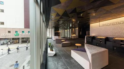 a view of the lobby of a building at JR East Hotel Mets Premier Akihabara in Tokyo
