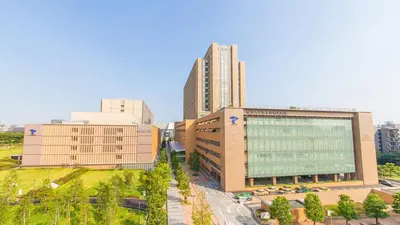 an aerial view of two buildings in a city at JR-East Hotel Mets Akabane in Tokyo