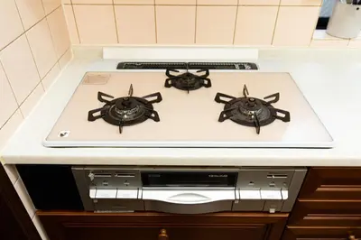 a stove top with three crab heads on it at \u54c1\u5ddd\u30a6\u30a3\u30b9\u30c6\u30ea\u30a2\u30ec\u30b8\u30c7\u30f3\u30b9 - Shinagawa Wisteria Residence in Tokyo