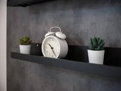 a clock sitting on a shelf with potted plants at Ustay ueno in Tokyo