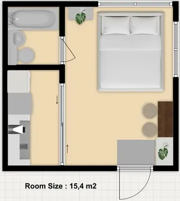 a floor plan of a bedroom with a bed at NEW Heart of Shibuya Prime Studio, Kamiyama Inn! in Tokyo