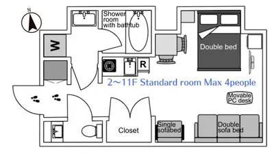 a floor plan of a small apartment at FLOWER TERRACE Higashi Shinjuku in Tokyo