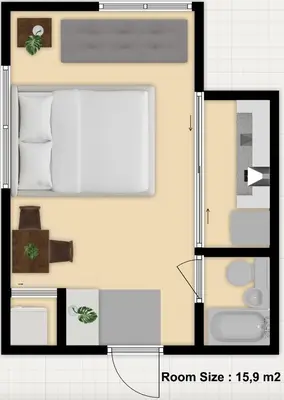 a floor plan of a tiny house with a room size at NEW!Shibuya Prime Unit, near Shibuya Sky & Hachiko in Tokyo