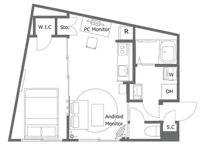 a floor plan of a small house at \u30bf\u30b9\u30adsmart\u6771\u4e2d\u91ce in Tokyo