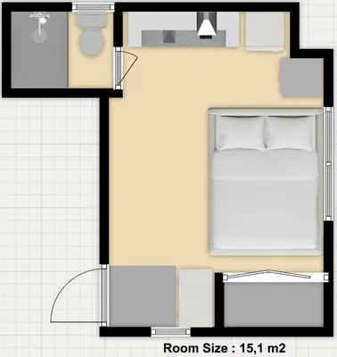 a floor plan of a bedroom with a bed at Skytree & Asakusa Easy Access Bell Flat Inn #2 in Tokyo