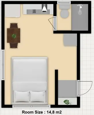 a floor plan of a small apartment with a roomlayout at Skytree Easy Access Studio Apt Bell Flat Inn #3 in Tokyo