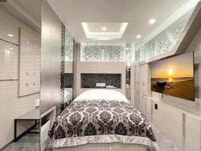 a bedroom with a bed and a television in it at Hotel QUEEN ANNEX in Tokyo