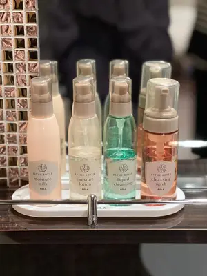 a group of bottles sitting on a table at HOTEL Shuffle in Tokyo