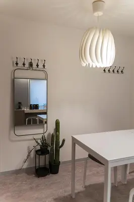 a mirror in a room with a table and a cactus at Business Hotel Kankokukan in Tokyo