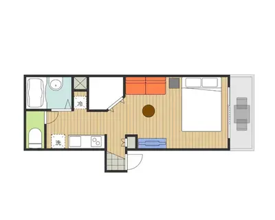 a drawing of a floor plan of a house at KIKI HOUSE \u65b0\u5c0f\u5ca9 in Tokyo