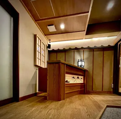 an empty room with a podium in the middle of a building at SPABLIC INN - Capsule Hatago Akasaka in Tokyo