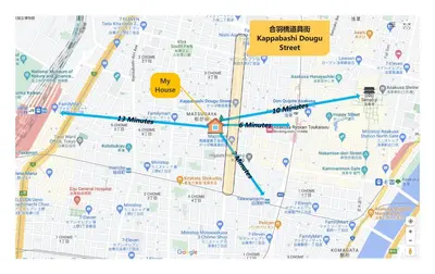 a map of the subway line in chicago at Asakusa，2BR Cozy Detached House，10mins to Sensō-ji in Tokyo