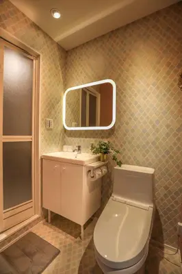 a bathroom with a toilet and a sink and a mirror at ZDt-612-SJ0152 in Tokyo