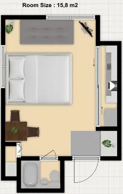 a floor plan of a small apartment with a bedroom at NEW! Studio Modern Unit in Shibuya Scramble! in Tokyo