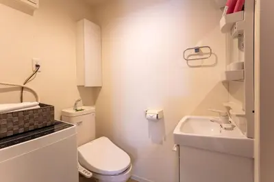 a small bathroom with a toilet and a sink at \u548c\u7e01WAEN SKYTREE in Tokyo