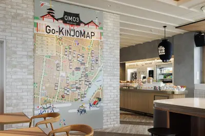 a large map on the wall of a restaurant at OMO3 Asakusa by Hoshino Resorts in Tokyo