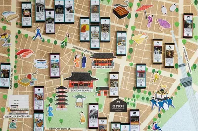 a map of a city with many attractions at OMO3 Asakusa by Hoshino Resorts in Tokyo