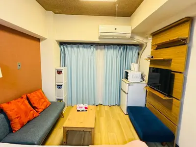 a small living room with a couch and a tv at Kabukicho-503-SJ0010 in Tokyo