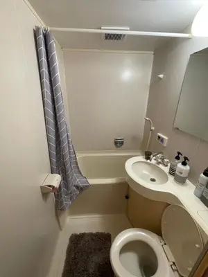 a small bathroom with a toilet and a sink at Best Shinjuku Modern Full-furnished Apartment1 ONLY 2min to Shinjuku by Train in Tokyo