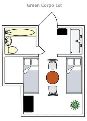a diagram of a green coto est at Close to Shinjuku!Twin beds,Projector,Appliances! in Tokyo