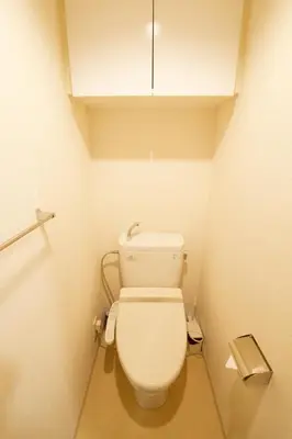 a bathroom with a toilet in a small room at SQUARE SHIBUAYA 403 in Tokyo